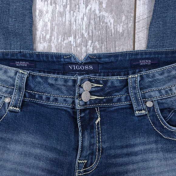 Vigoss Jeans Womens 16 Blue Dublin Boyfriend Fit Medium Denim Mid Rise Pants - Picture 6 of 8